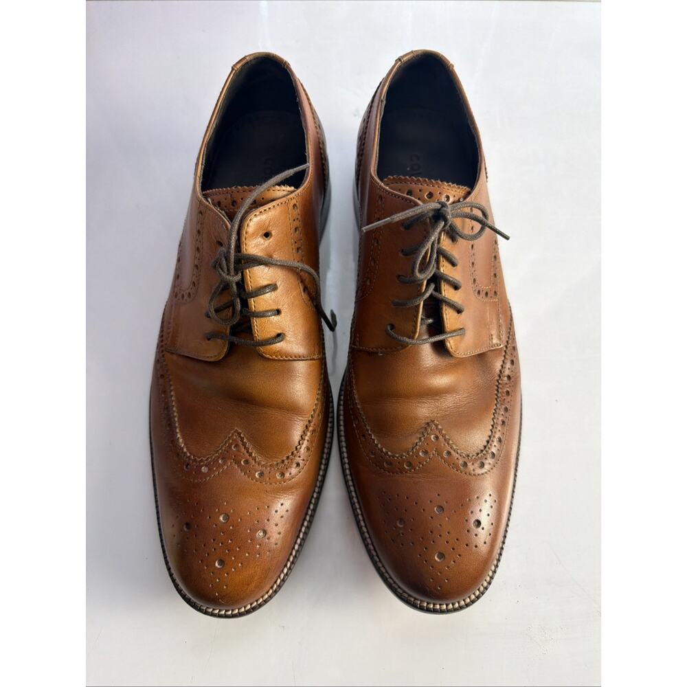 Cole Haan Classic Wingtip Oxford Men’s 9 Java Brown Leather Sole Dress Shoes